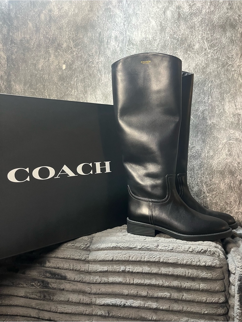 Coach Black Leather Over-the-Knee Riding Boots